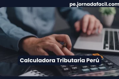 Calculadora tributaria Perú 2025 en laptop y calculadora para calcular impuestos, IGV, renta y multas SUNAT.